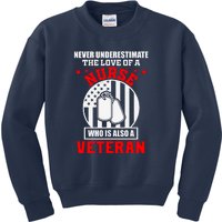 Never Underestimate The Love Of A Nurse Veteran Kids Sweatshirt