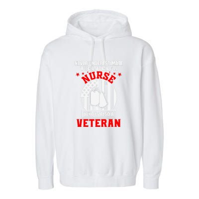 Never Underestimate The Love Of A Nurse Veteran Garment-Dyed Fleece Hoodie