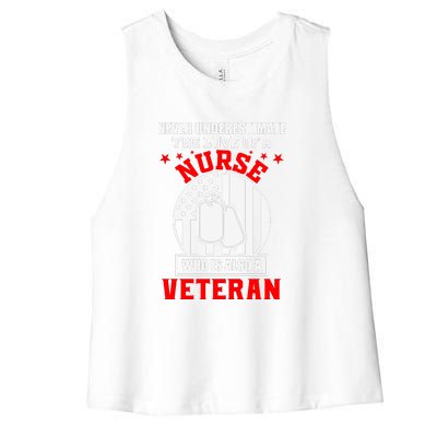 Never Underestimate The Love Of A Nurse Veteran Women's Racerback Cropped Tank