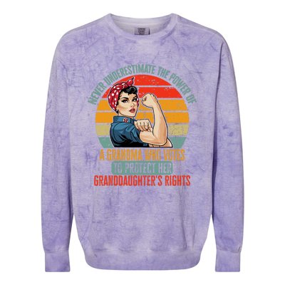 Never Underestimate The Power Of A Grandma Who Votes Colorblast Crewneck Sweatshirt