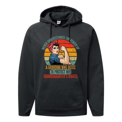 Never Underestimate The Power Of A Grandma Who Votes Performance Fleece Hoodie