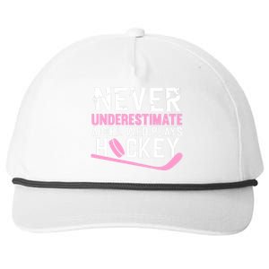 Never Underestimate The Girl Who Plays Hockey Art Field Hockey Player Sport Snapback Five-Panel Rope Hat