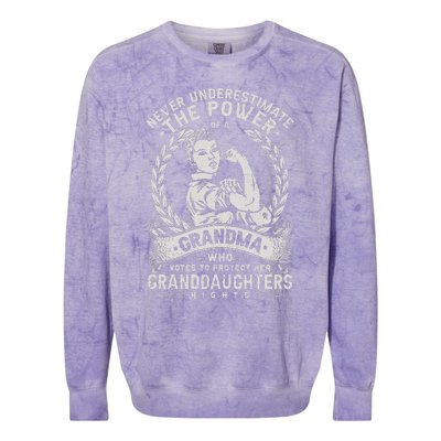 Never Underestimate The Power Of A Grandma Colorblast Crewneck Sweatshirt