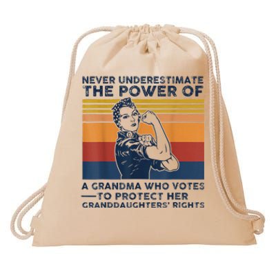 Never Underestimate The Power Of A Grandma Who Votes Drawstring Bag