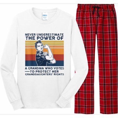 Never Underestimate The Power Of A Grandma Who Votes Long Sleeve Pajama Set