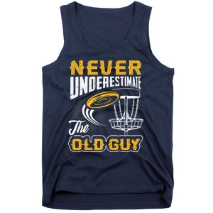 Never Underestimate The Old Guy Funny Disc Golf Frisbee Gift Tank Top