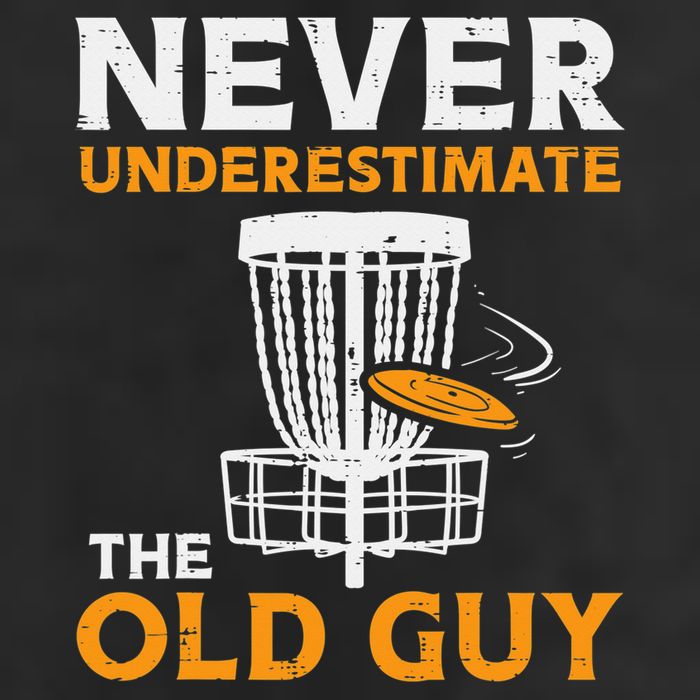 Never Underestimate The Old Guy Funny Disc Golf Frisbee Gift 7 Panel Mesh Trucker Snapback Hat
