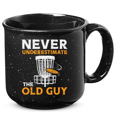 Never Underestimate The Old Guy Funny Disc Golf Frisbee Gift 15oz Campfire Ceramic Mug
