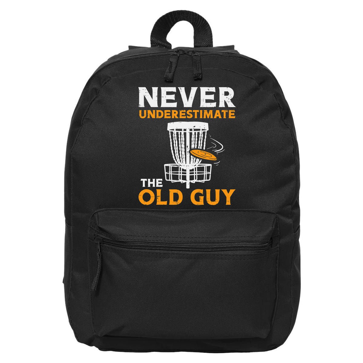 Never Underestimate The Old Guy Funny Disc Golf Frisbee Gift 16 in Basic Backpack