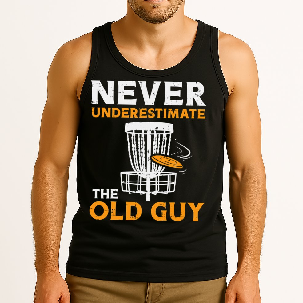 Never Underestimate The Old Guy Funny Disc Golf Frisbee Gift Tank Top