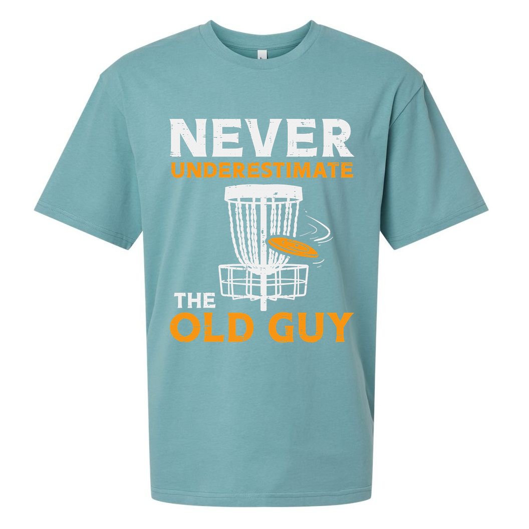 Never Underestimate The Old Guy Funny Disc Golf Frisbee Gift Sueded Cloud Jersey T-Shirt