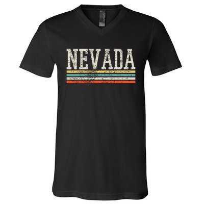 Nevada Usa Us State America 4th Of July Merica Vintage Gift V-Neck T-Shirt