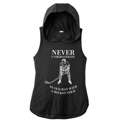 Never Underestimate Vintage Ice Hockey Game Sport Lover Gift Ladies PosiCharge Tri-Blend Wicking Draft Hoodie Tank