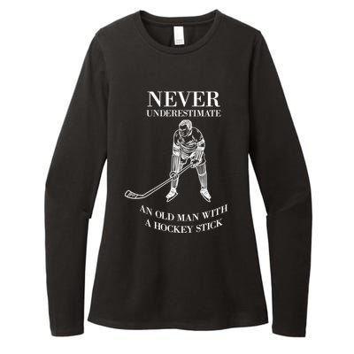 Never Underestimate Vintage Ice Hockey Game Sport Lover Gift Womens CVC Long Sleeve Shirt