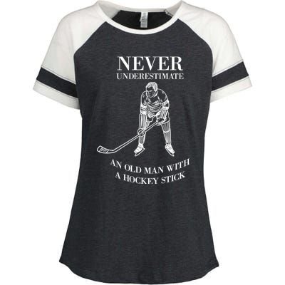 Never Underestimate Vintage Ice Hockey Game Sport Lover Gift Enza Ladies Jersey Colorblock Tee