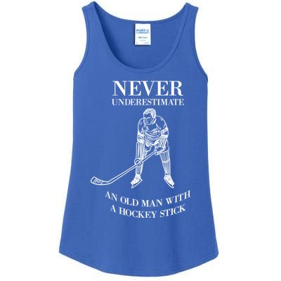 Never Underestimate Vintage Ice Hockey Game Sport Lover Gift Ladies Essential Tank