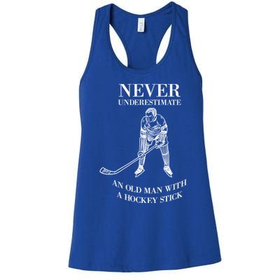 Never Underestimate Vintage Ice Hockey Game Sport Lover Gift Women's Racerback Tank