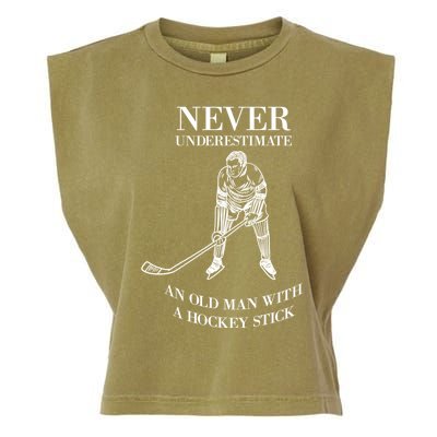 Never Underestimate Vintage Ice Hockey Game Sport Lover Gift Garment-Dyed Women's Muscle Tee