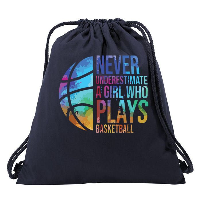 Never Underestimate Who Plays Basketball Drawstring Bag