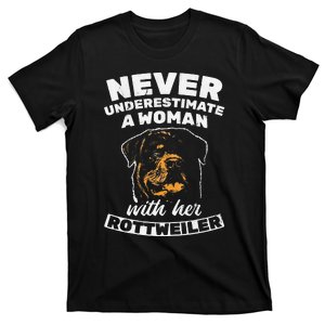 Never Underestimate Woman With Rottweiler Rottie Rott Pet T-Shirt