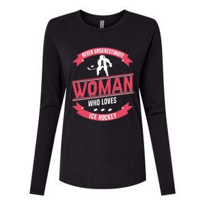 Never Underestimate Who Loves Ice Hockey Meaningful Gift Womens Cotton Relaxed Long Sleeve T-Shirt