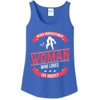 Never Underestimate Who Loves Ice Hockey Meaningful Gift Ladies Essential Tank