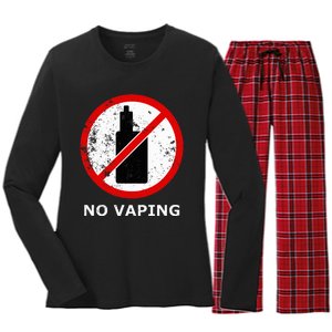 No Vaping Anti Vape Women's Long Sleeve Flannel Pajama Set 