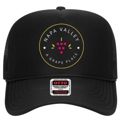 Napa Valley A Grape Place Wine Country Souvenir High Crown Mesh Back Trucker Hat