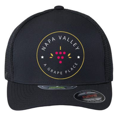 Napa Valley A Grape Place Wine Country Souvenir Flexfit Unipanel Trucker Cap