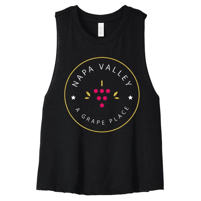 Napa Valley A Grape Place Wine Country Souvenir Women's Racerback Cropped Tank