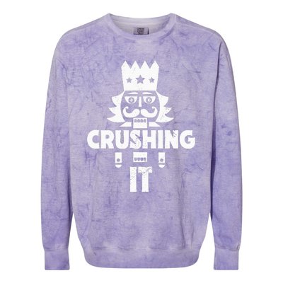 Nutcracker Vintage Christmas Nutcracker Crushing It Colorblast Crewneck Sweatshirt