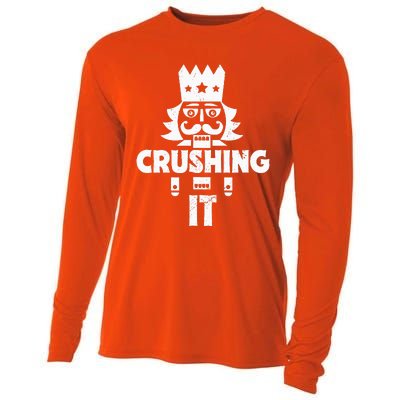 Nutcracker Vintage Christmas Nutcracker Crushing It Cooling Performance Long Sleeve Crew