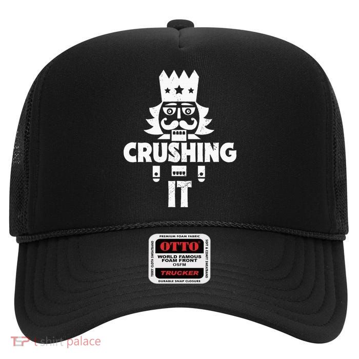 Nutcracker Vintage Christmas Nutcracker Crushing It High Crown Mesh Back Trucker Hat