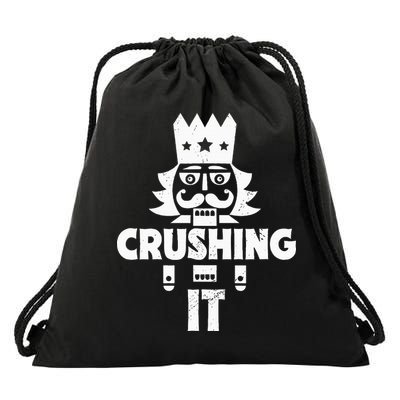 Nutcracker Vintage Christmas Nutcracker Crushing It Drawstring Bag