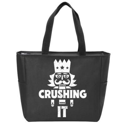 Nutcracker Vintage Christmas Nutcracker Crushing It Zip Tote Bag