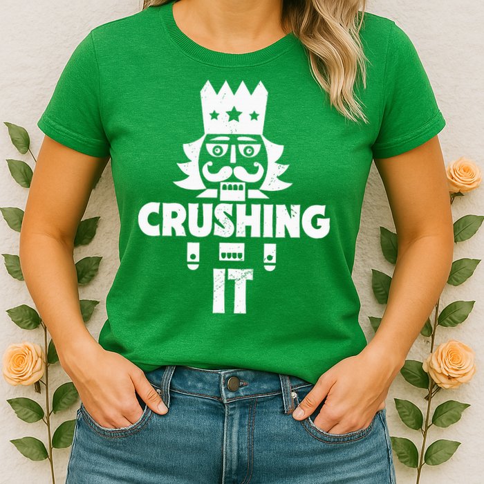 Nutcracker Vintage Christmas Nutcracker Crushing It Womens T-Shirt
