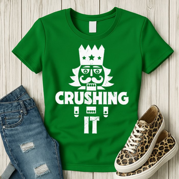 Nutcracker Vintage Christmas Nutcracker Crushing It Womens T-Shirt