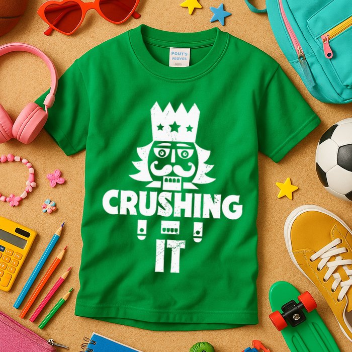 Nutcracker Vintage Christmas Nutcracker Crushing It Kids T-Shirt