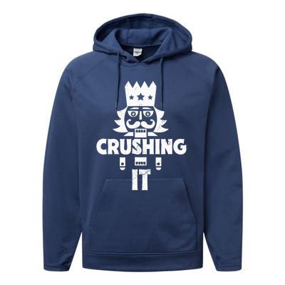 Nutcracker Vintage Christmas Nutcracker Crushing It Performance Fleece Hoodie