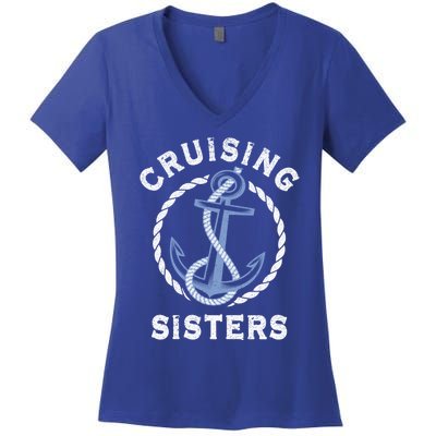 Nautical Vacation Cruising Together Cruising Sisters Cruise Gift Women's V-Neck T-Shirt