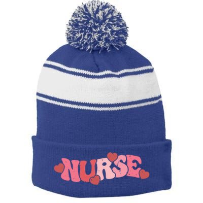 Nurse Valentines Day Valentine Er Icu Nicu Rn Nurses Gift Stripe Pom Pom Beanie