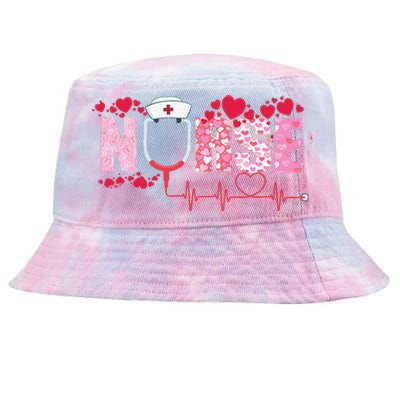 Nurse Valentines Day Heart Stethoscope Cute Love Nursing Tie-Dyed Bucket Hat