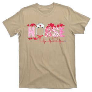 Nurse Valentines Day Heart Stethoscope Cute Love Nursing T-Shirt