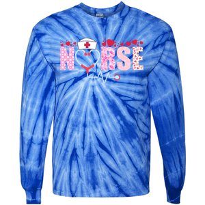 Nurse Valentines Day Hearts Love Valentines Day Nurse Gift Tie-Dye Long Sleeve Shirt