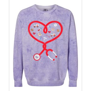 Nurse Valentines Day Nursing Health Worker Stethoscope Love Colorblast Crewneck Sweatshirt