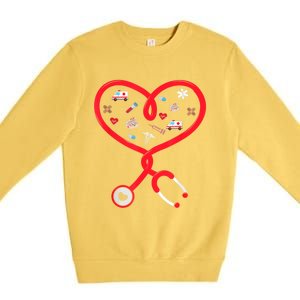 Nurse Valentines Day Nursing Health Worker Stethoscope Love Premium Crewneck Sweatshirt