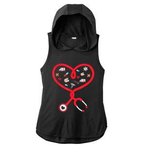 Nurse Valentines Day Nursing Health Worker Stethoscope Love Ladies PosiCharge Tri-Blend Wicking Draft Hoodie Tank