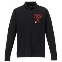 Nurse Valentines Day Nursing Health Worker Stethoscope Love Performance Long Sleeve Polo