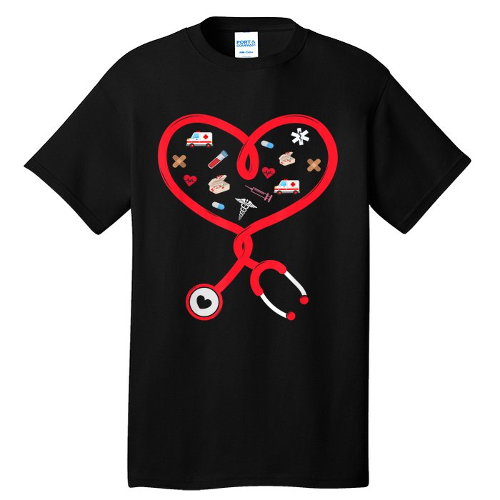 Nurse Valentines Day Nursing Health Worker Stethoscope Love Tall T-Shirt