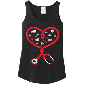 Nurse Valentines Day Nursing Health Worker Stethoscope Love Ladies Essential Tank